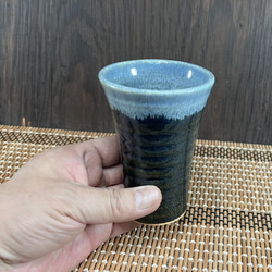 陶器 フリーカップ・スリム型　濃紺＋白【240407】 5枚目の画像