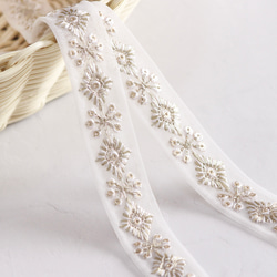 インド刺繍リボン No.18【ホワイト】 インド刺繍/刺繍リボン