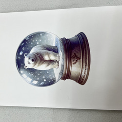 【ポストカード】しろくまのスノードーム 2枚目の画像