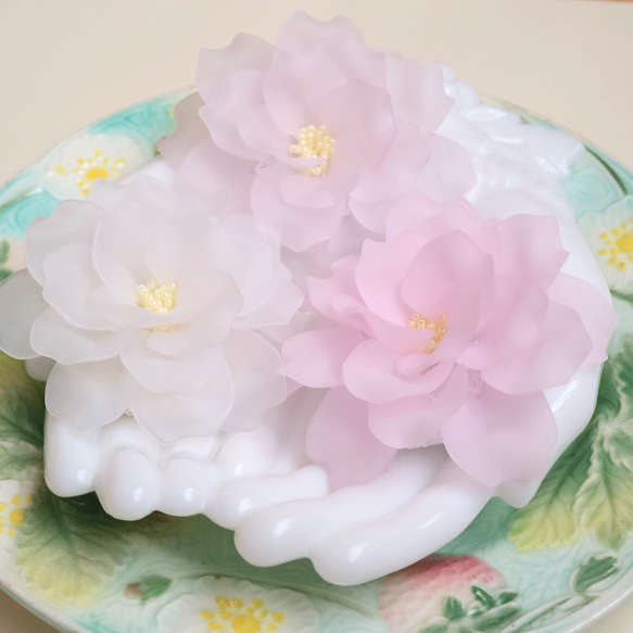 芍薬のコサージュ（ピンク）＊大輪 ピオニー 花 フラワー ブローチ 軽い 上品 優雅 清楚 かわいい 華やか 帽子 12枚目の画像