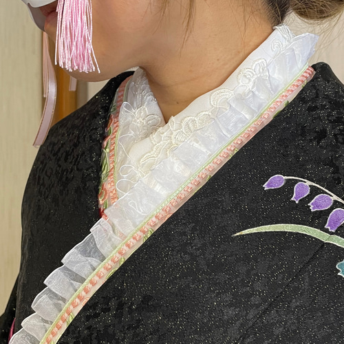 重ね襟 重ね襟♡30（送料無料）重ね襟 半襟 伊達えり フリル パール  