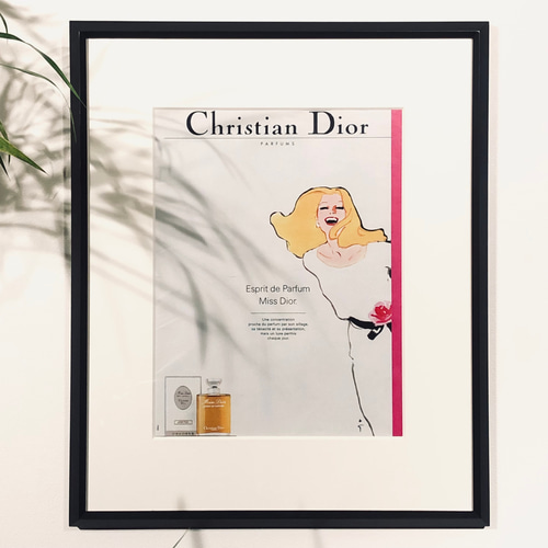 額付きヴィンテージポスター パステルローズ Christian Dior ヴィンテージポスター1960's その他アート MYH