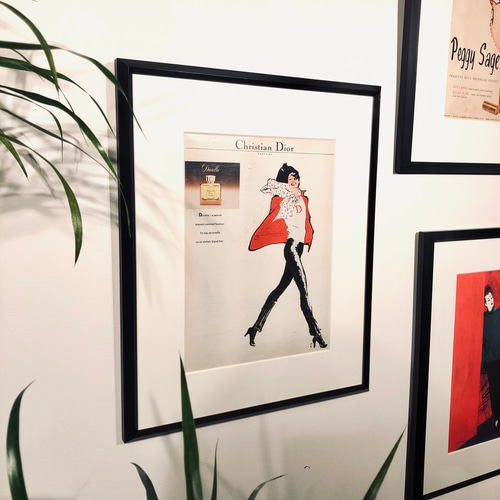 額付きヴィンテージポスター パステルローズ Christian Dior ヴィンテージポスター1960's その他アート MYH