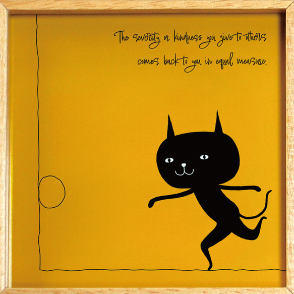 【額付き】 北欧　ネコ　猫　絵　絵画　アート　ポスター　黒猫　イラスト　グッズ　猫モチーフ　雑貨「ねこのひげ　0090」 6枚目の画像