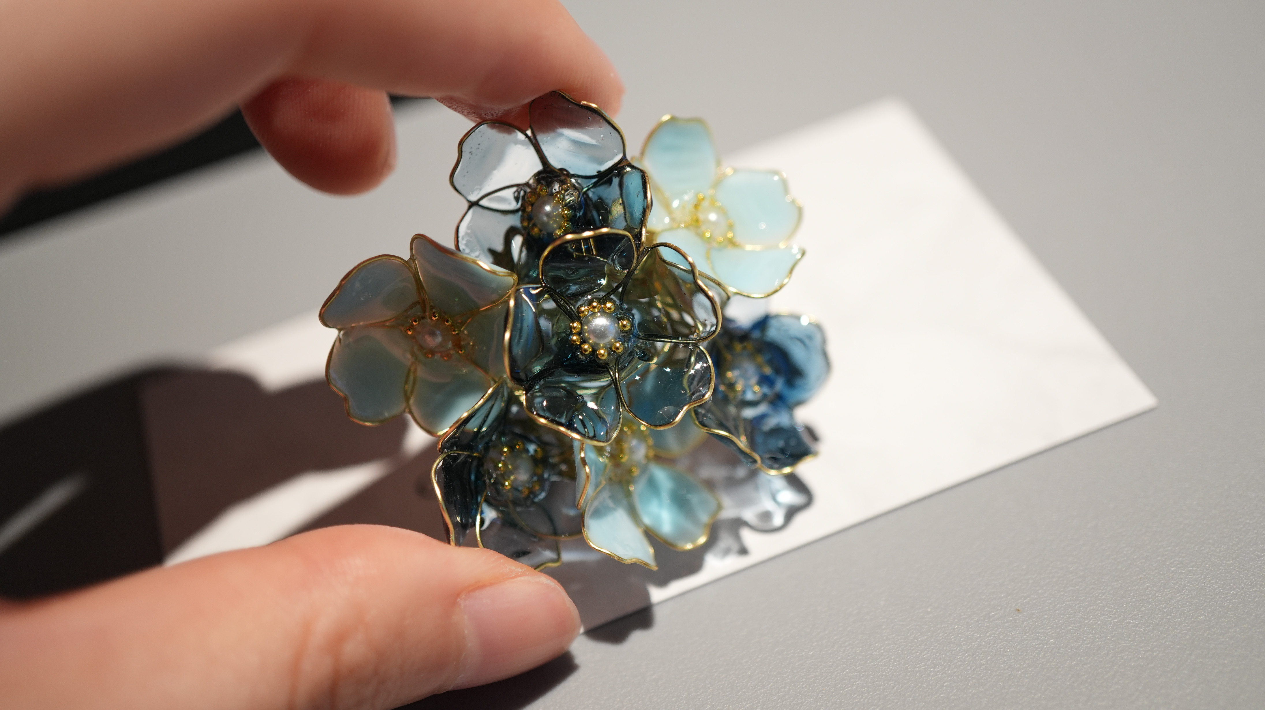 ネモフィラの帯留め・ブローチ（2way）orポニーフック