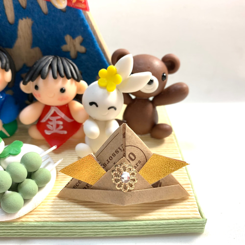 ☆金太郎と桃太郎と仲間たちの節句飾り(受注生産) 樹脂粘土 五月