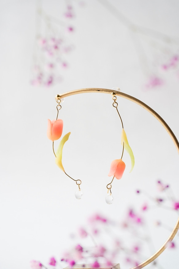 春色チューリップのピアス/イヤリング 5枚目の画像