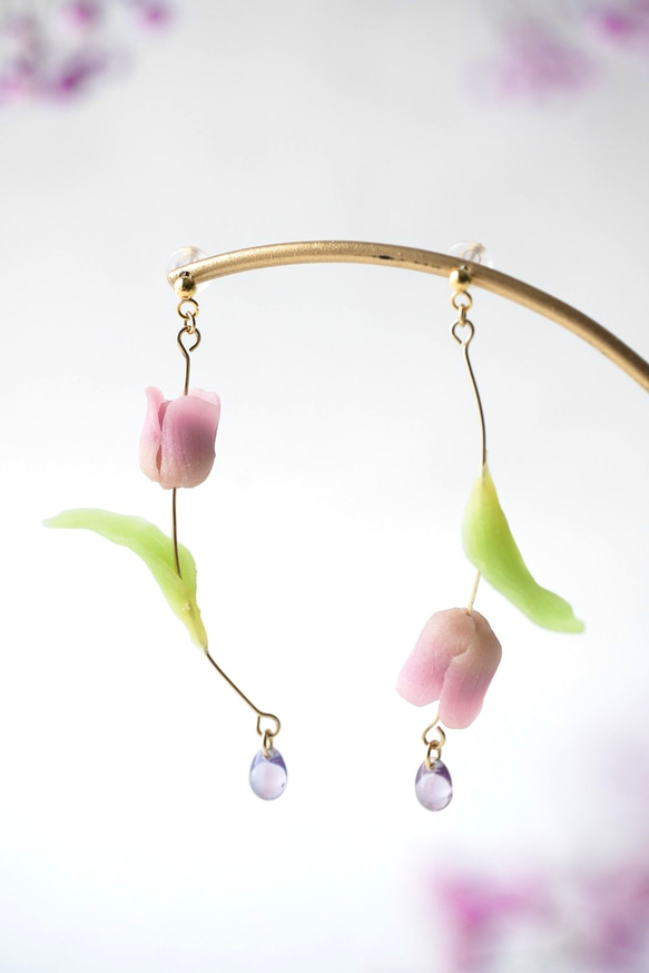 春色チューリップのピアス/イヤリング 4枚目の画像