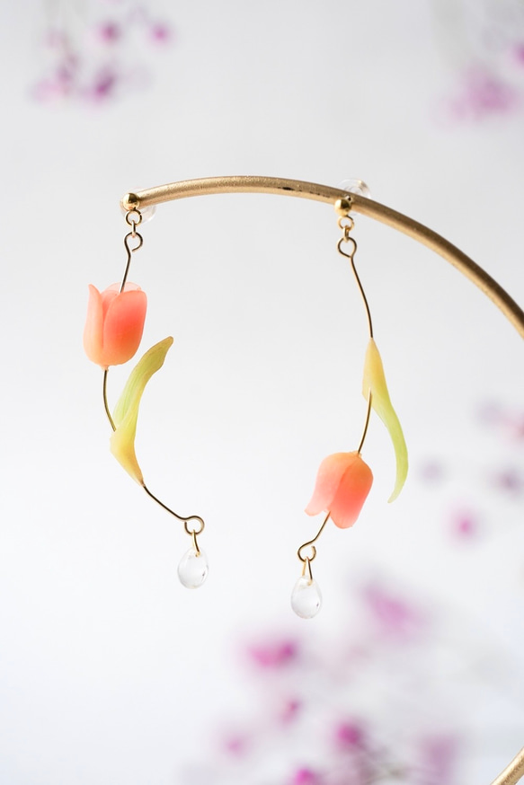 春色チューリップのピアス/イヤリング 6枚目の画像