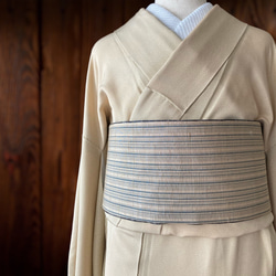 *和服布料* 成人平子帶由條紋春亞紡和大島春亞紡製成，半寬。長435cm。 第5張的照片