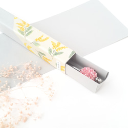 紙のとんぼ玉 2way  箱付き「優しい桜色の花くす玉かんざし」 ネジ式一本軸簪 15枚目の画像