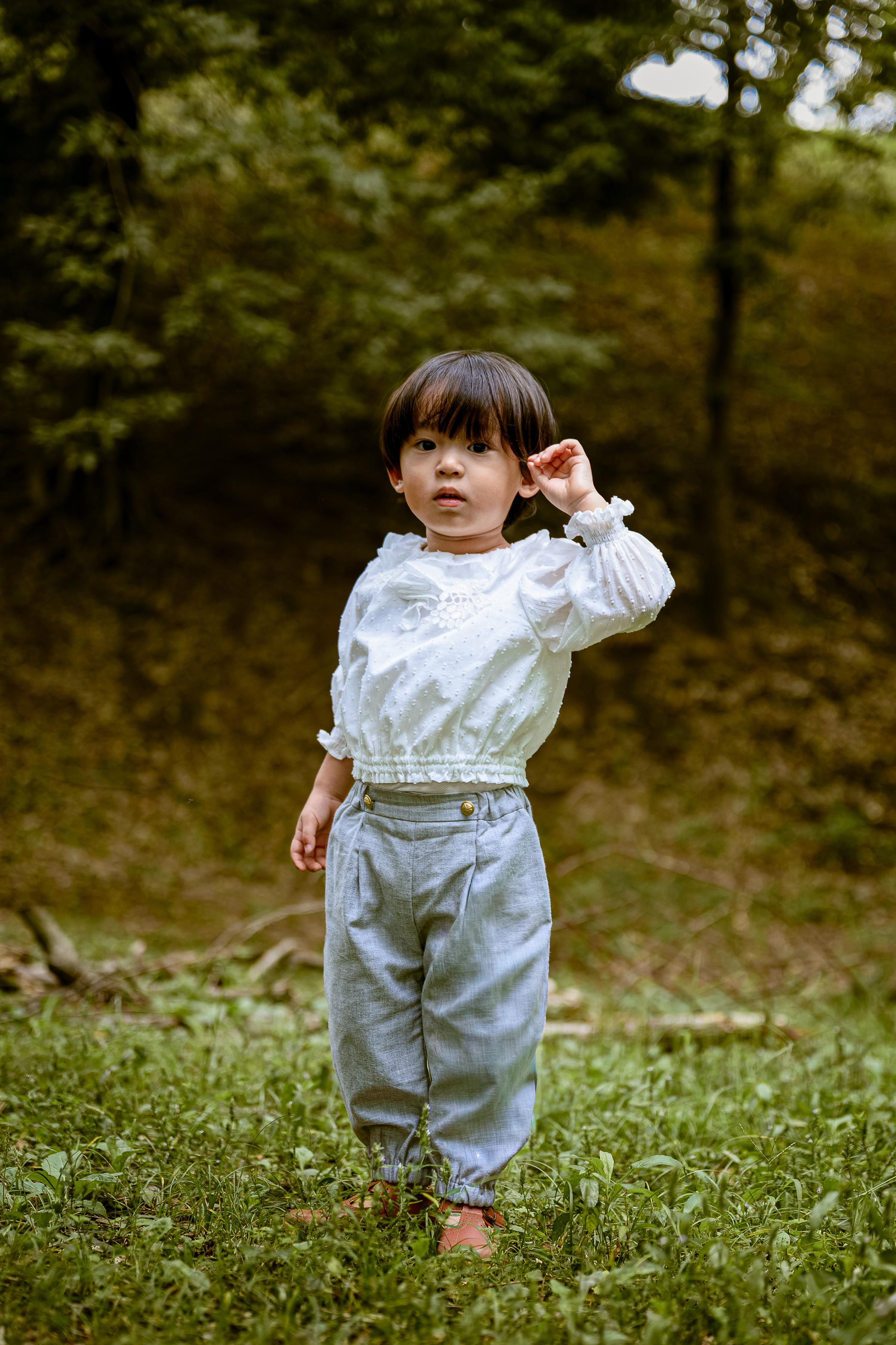 スリーピングパンツ【 グレー & Sleeping rose 】眠れる森の美女｜イーダちゃんの花｜フォーマル