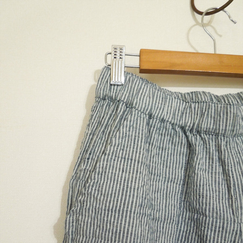【SALE】bighug 手織りコットンリネン ガーデンパンツ●ストライプ SALE】bighug 手織りコットンリネン ガーデンパンツ○ストライプ