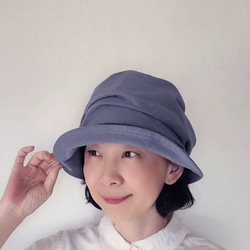 受注制作】ゆったり キャスケット くしゅくしゅ ブルー 被りやすい