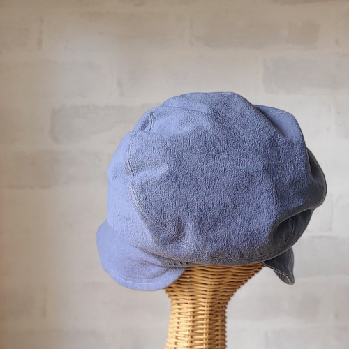 受注制作】ゆったり キャスケット くしゅくしゅ ブルー 被りやすい