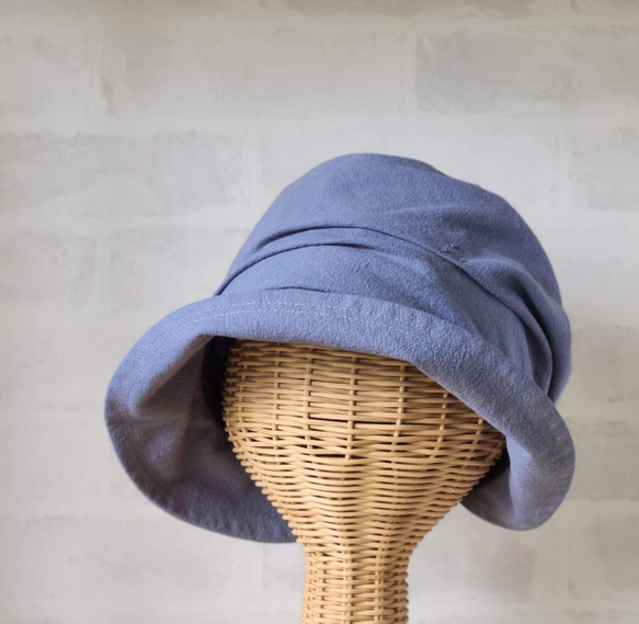 SEPT BLEUS セットブルー 日本製 ウール キャスケット 男女兼用 帽子 受注制作】ゆったり キャスケット くしゅくしゅ ブルー 被りやすい