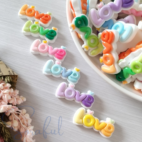 6色セット】LOVE文字プレート【デコパーツ】D-0615 デコパーツ