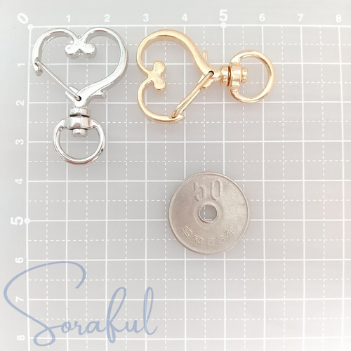 2個】ハートのナスカン Dカン ゴールド シルバー キーリング