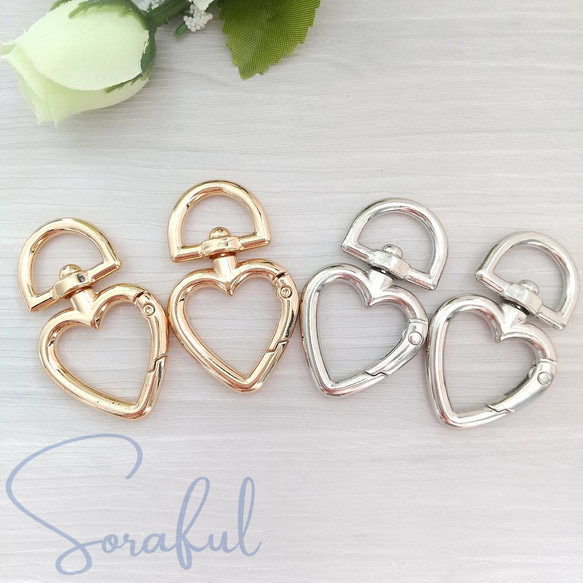 2個】ハートのナスカン Dカン ゴールド シルバー キーリング