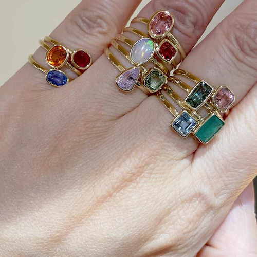 24-28受注製作 天然スピネル オパール サファイア 翡翠k18 k10 k9  