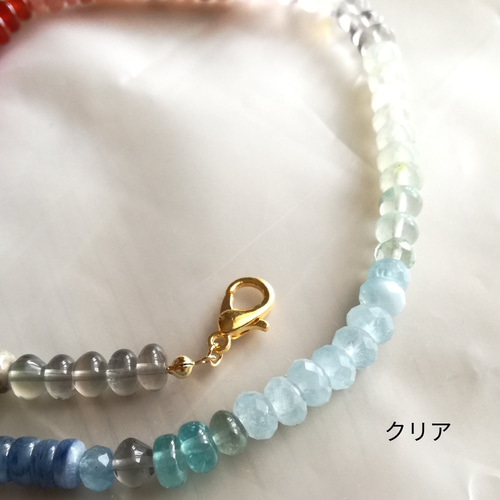 クリア 虹色天然石キャンディネックレス レインボー ☆ カラフル