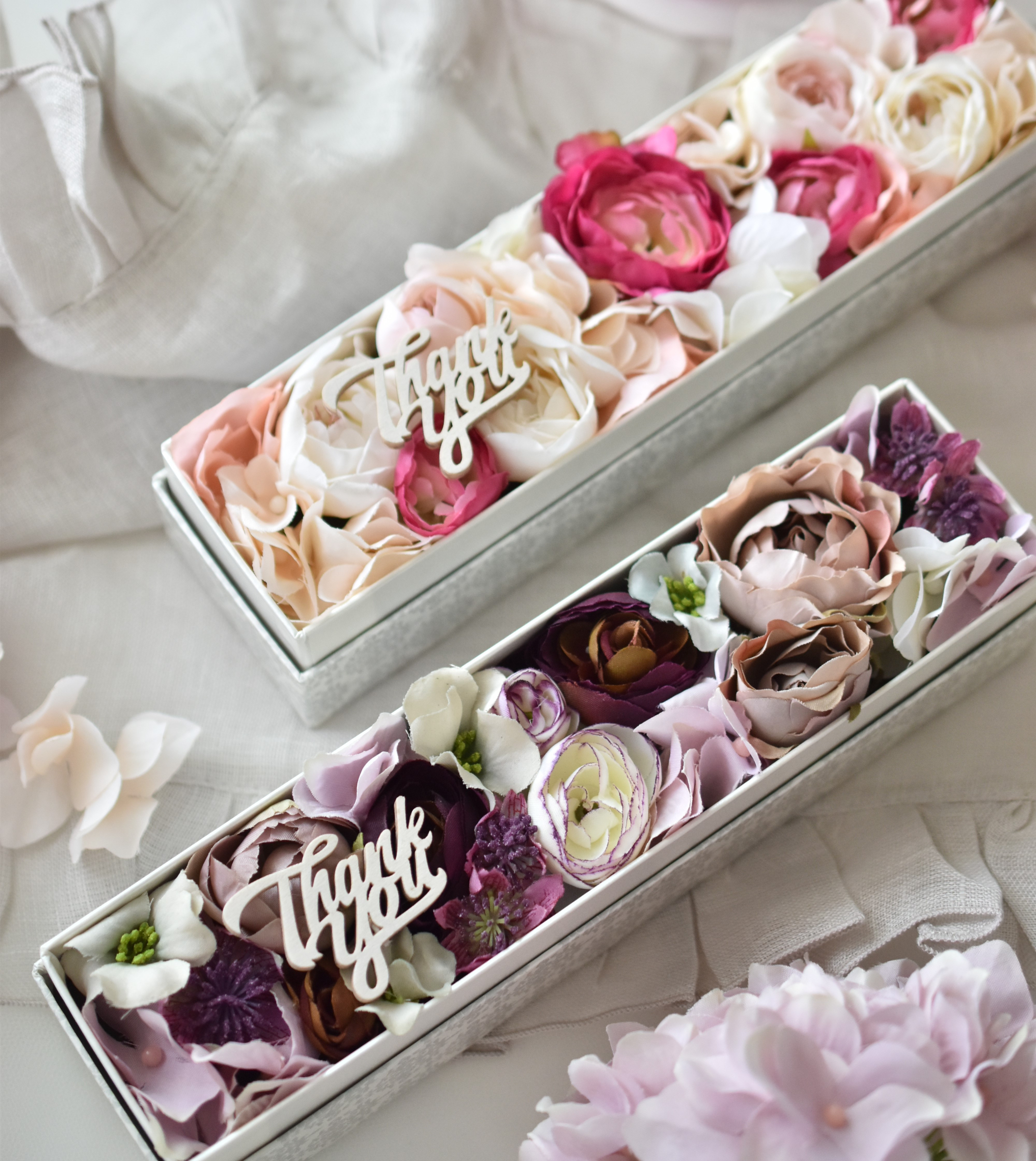 『母の日ギフト』パープルローズのボックスアレンンジ