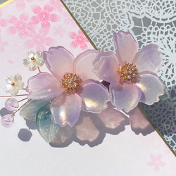 【新色】大輪桜のヘアクリップ　夜桜 10枚目の画像