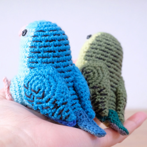 おすわりインコあみぐるみ【サザナミインコブグリーン】 あみぐるみ 福