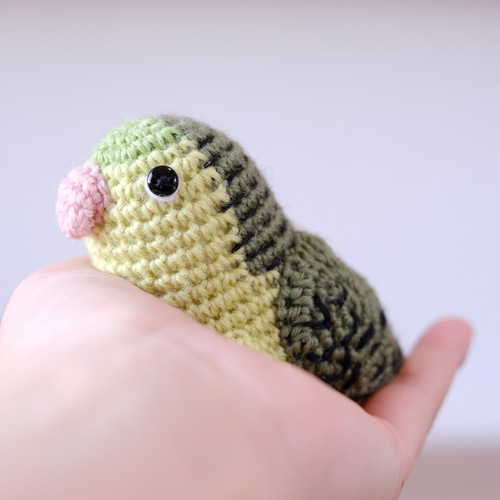 おすわりインコあみぐるみ【サザナミインコブグリーン】 あみぐるみ 福