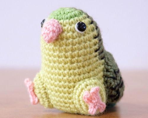 おすわりインコあみぐるみ【サザナミインコブグリーン