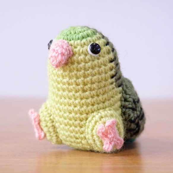 おすわりインコあみぐるみ【サザナミインコブグリーン】 あみぐるみ 福