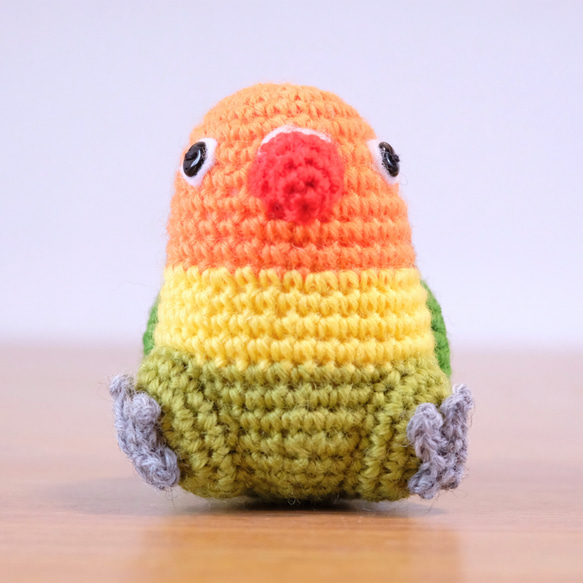 編みぐるみ♡ちっちゃ♡シリーズ ボタンインコちゃん （ルリコシ） おすわりインコあみぐるみ【ルリコシボタンインコ】 あみぐるみ 福はな