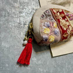 【インド刺繍リボン】ちっちゃなポーチ・ハンドメイド・ミニポーチ 2枚目の画像