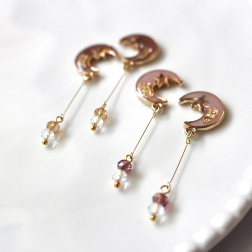 月モチーフ】空に輝くアクセサリー（ピアス・イヤリング / ブラウン