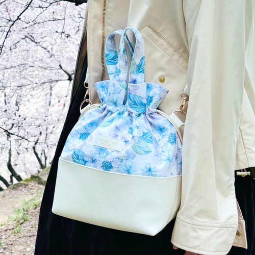 特集掲載】紫陽花2025 紫陽花 ショルダーバッグ 巾着バック レザー