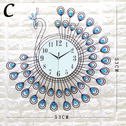孔雀 きらきら ブルー ラウンド クリエイティブ クロック 掛け時計 見やすい文字盤 シンプル おしゃれ ch-1245 8枚目の画像