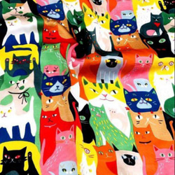 スカーフバッグチャームシュシュ猫ねこネコかわいい総柄カラフル個性的黒猫赤ピンク黄色緑ブルー 4枚目の画像