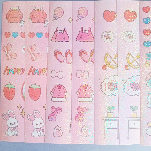 シール 32枚セット可愛い韓国キラキラホログラムオーロラ虹色女の子