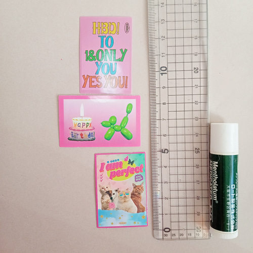 ステッカーシールコラージュ素材 ピンク猫ねこ動物可愛いカラフル