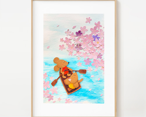 さくらボート (Sakura Boat） 花見 A4 ポスター 送料無料 壁飾り 絵画