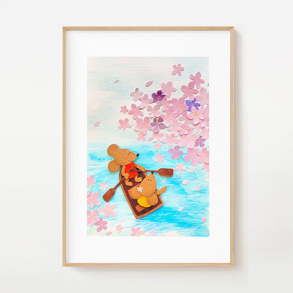 さくらボート (Sakura Boat） 花見 A4 ポスター 送料無料 壁飾り 絵画