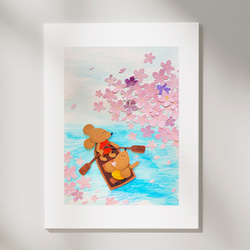 さくらボート (Sakura Boat） 花見　A4 ポスター　送料無料　壁飾り　絵画　インテリア 3枚目の画像