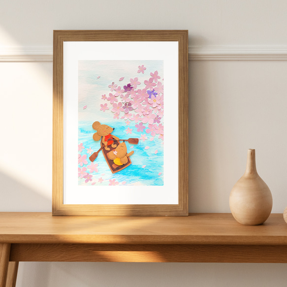 さくらボート (Sakura Boat） 花見　A4 ポスター　送料無料　壁飾り　絵画　インテリア 4枚目の画像