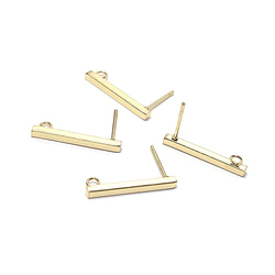 ese69 [10 件] 2*20 毫米簡單棒 18KGP 金耳環硬體帶環手術不鏽鋼 第4張的照片