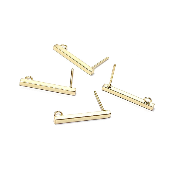 ese69 [10 件] 2*20 毫米簡單棒 18KGP 金耳環硬體帶環手術不鏽鋼 第4張的照片