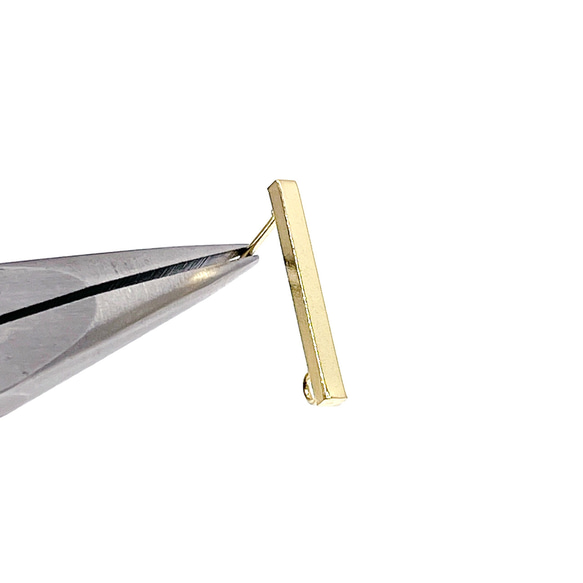 ese69 [10 件] 2*20 毫米簡單棒 18KGP 金耳環硬體帶環手術不鏽鋼 第3張的照片