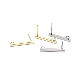 ese69 [10 件] 2*20 毫米簡單棒 18KGP 金耳環硬體帶環手術不鏽鋼 第8張的照片