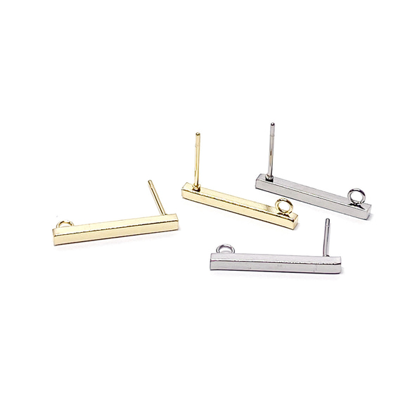 ese69 [10 件] 2*20 毫米簡單棒 18KGP 金耳環硬體帶環手術不鏽鋼 第8張的照片