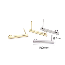 ese69 [10 件] 2*20 毫米簡單棒 18KGP 金耳環硬體帶環手術不鏽鋼 第9張的照片