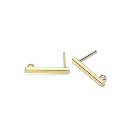 ese69 [10 件] 2*20 毫米簡單棒 18KGP 金耳環硬體帶環手術不鏽鋼 第2張的照片